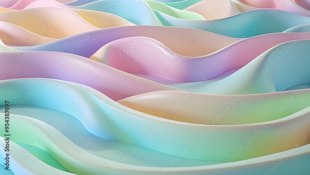 Poster abstract 3d wavy smooth background. multicolor pastel color palette. aesthetic concept. abstract bac