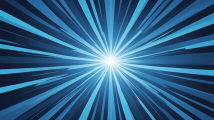 Obraz premium Pop art background. Comic pattern with starburst and halftone. Blue banner with dots and beams. Cartoon retro sunburst effect. Vintage sunshine texture. Funny superhero print. Vector illustration. 