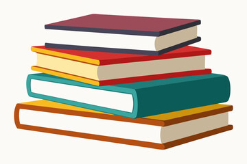 
Books icon, stack of colorful books clipart vector