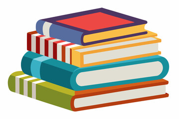 
Books icon, stack of colorful books clipart vector