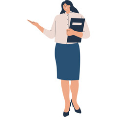 Teacher Profession Character While Holding a Book. Vector Illustration in Flat Style