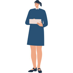 Teacher Profession Character While Holding a Book. Vector Illustration in Flat Style