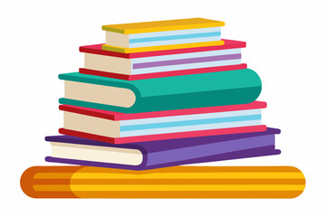 
Books icon, stack of colorful books clipart vector