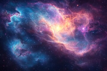 Fototapeta premium A Cosmic Nebula with Vibrant Colors and Scattered Stars