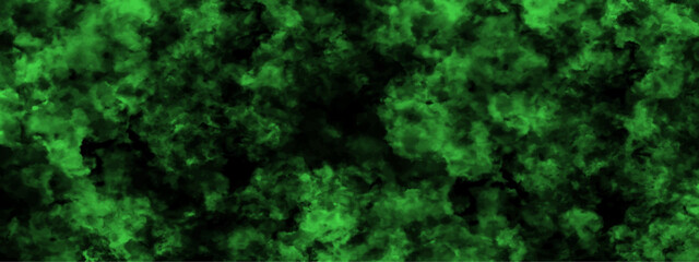 Abstract background with Scary green and black horror Textured Smoke. Old vintage retro green background texture. Bright nebula in space background. Green and black background