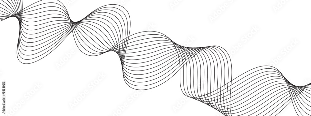 Aufkleber dynamic flowing wave lines design with curved geometric lines. modern curved stream wave background.