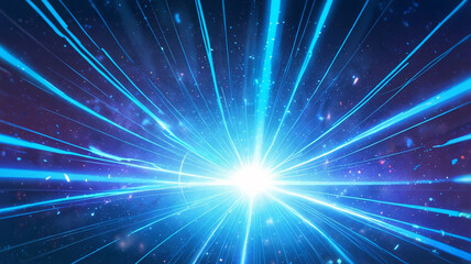 Naklejka premium Pop art background. Comic pattern with starburst and halftone. Blue banner with dots and beams. Cartoon retro sunburst effect. Vintage sunshine texture. Funny superhero print. Vector illustration. 