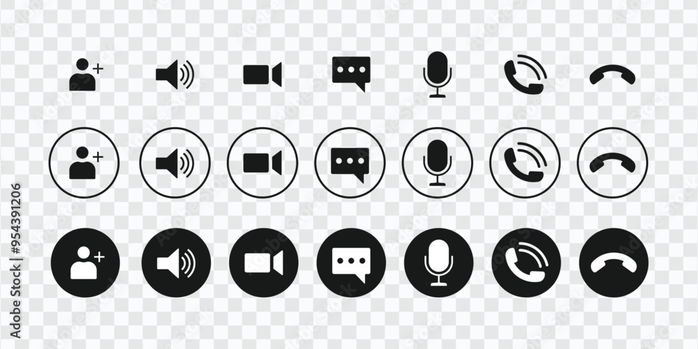 Poster modern video call icon set for conferencing and chat ui