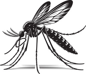 Mosquito Silhouette isolated on white background Minimalist mosquito vector illustration