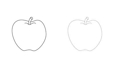 Tracing lines for toddlers. Handwriting practice sheet. Educational children game, printable worksheet for kids with Apple
