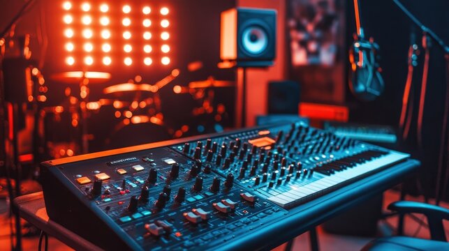 State-of-the-Art Music Studio with Professional Sound Equipment and Instruments