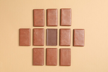 Brown chocolate bars on a light background