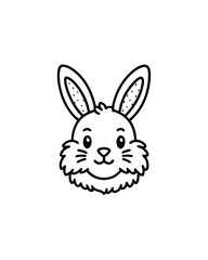 Editable stroke vector illustration of a fluffy bunny rabbit with big eyes and a cute smile.