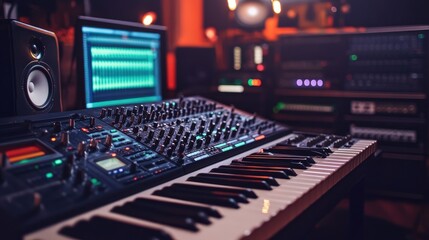 State-of-the-Art Music Studio with Professional Sound Equipment and Instruments