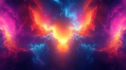 Abstract Cosmic Nebula with Vivid Colors and Stars