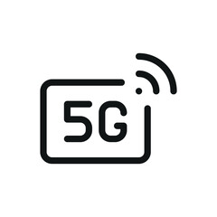 5G sim card isolated icon, 5G technology label vector symbol with editable stroke