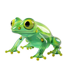 Obraz premium A 3D rendering of a green frog with large eyes.