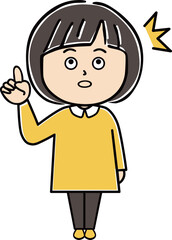 上を指差して、何かを発見してびっくりする女の子