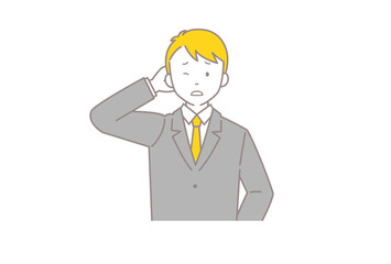 困っているブレザーを着た男子学生のイラスト