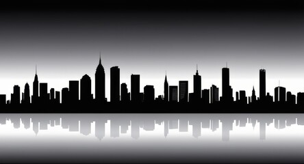 Obraz premium City skyline silhouette with high skyscrapers and government buildings