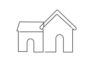 House continuous one line drawing of isolated outline vector icon