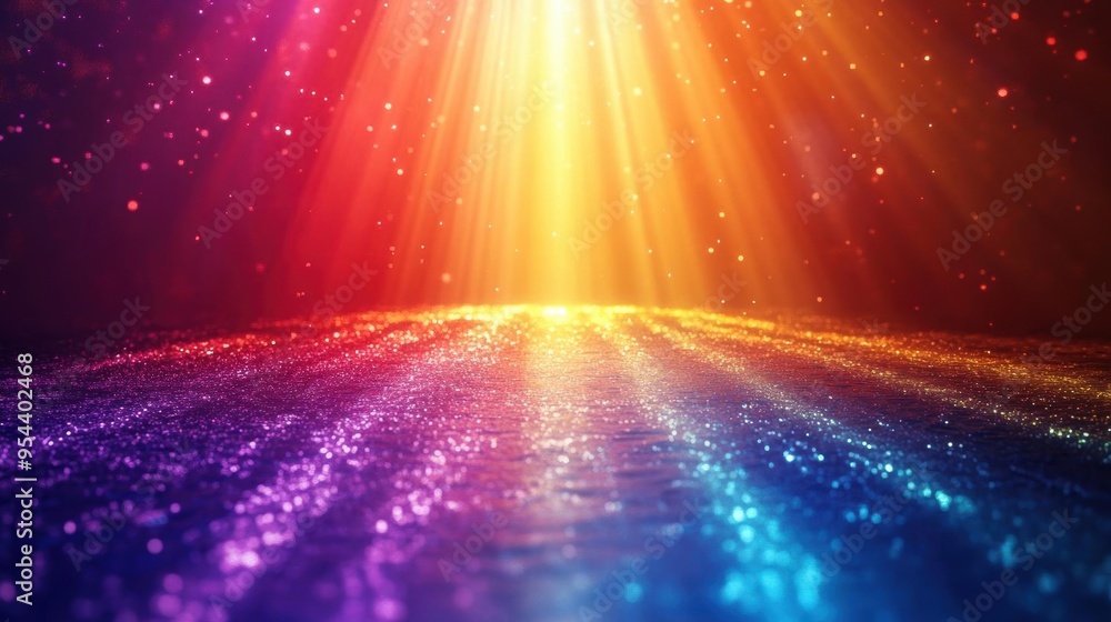 Poster abstract background with colorful light rays and sparkle