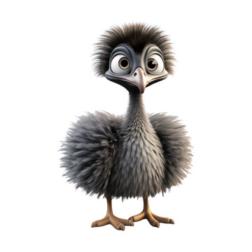 recommend clip art: A cute cartoon emu with fluffy feathers and big eyes.