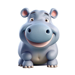 Naklejka premium A cute cartoon hippopotamus with a big smile.