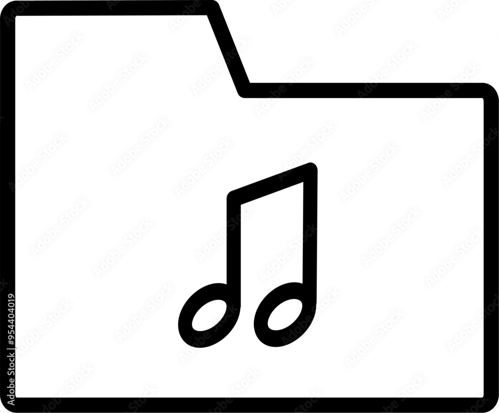 Poster music folder icon. musical note and folder icon. replaceable vector design.