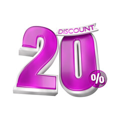 3d sales pink and white discount price tag for composition 20 percent, amazing for valentine day