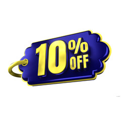 3d blue and yellow discount price tag for composition 10 percent, amazing for ramadhan sales