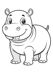 Obraz premium Enjoyable Hippopotamus Coloring Pages: Fun and Engaging Activity. Cute. Hippopotamus. Coloring. Pages. Enjoyable