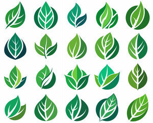 A set of leaf icon logo designs, leaf icon logo bundle