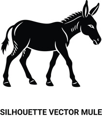 Mule walking silhouette vector