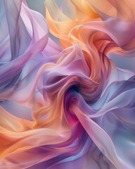Fototapeta premium A vibrant swirl of colorful silk fabric creates a dreamy, ethereal feel, perfect for artistic backgrounds and decorative designs.