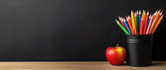 Educational Scene with Chalkboard and Supplies