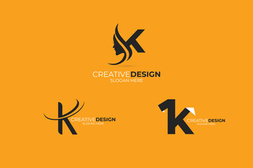 vector K Letter minimalist creative business company Logo Design Free Icon 