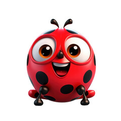 Naklejka premium A cute, cartoon ladybug with big eyes and a happy smile.