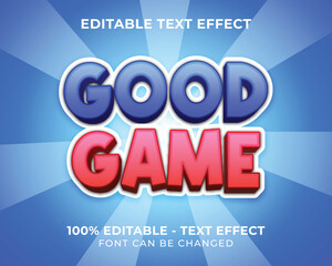 Editable text effect good game 3D text effect with blue background