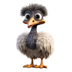 Obraz premium A cute, cartoon ostrich with big eyes and a fluffy body.