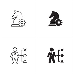 Icon related to business. Contains icons of businessman, option, horse, knight, setting, setup, strategy, plan. vector graphic resource for illustration and user interface in thin line solid design