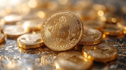 Gold Dollar Coins Appearing on White Background: A Dynamic Representation of Growing Investments and Financial Prosperity