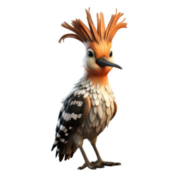 recommend clip art: A cute, cartoon-style illustration of a hoopoe bird, with its distinctive crest of feathers, standing on a white background.