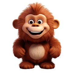 Obraz premium A cute, cartoon-style monkey with brown fur and big brown eyes smiling at the camera.