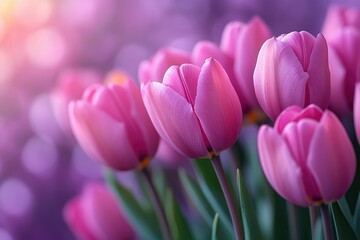 Naklejka premium Purple tulips and roses on purple background