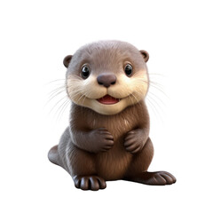 A cute, cartoon-style otter with large, bright eyes and a sweet smile.