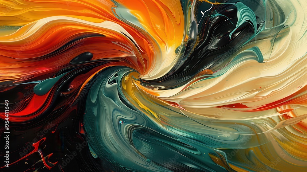 Poster vibrant swirling colors in abstract design create a captivating visual experience, perfect for artis