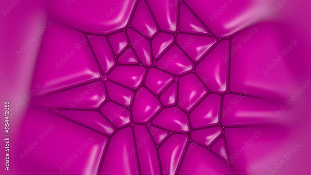 Poster stylized digital seamless loop animation of pink organic cells in motion. 3d rendering. 4k, ultra hd