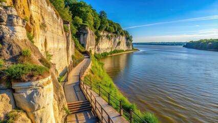 Cliff access to the Loire River for enjoying walks along the shores, cliff, access, Loire, river, promenade, water