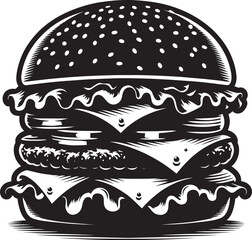Delicious burger silhouette vector illustration isolated on a white background